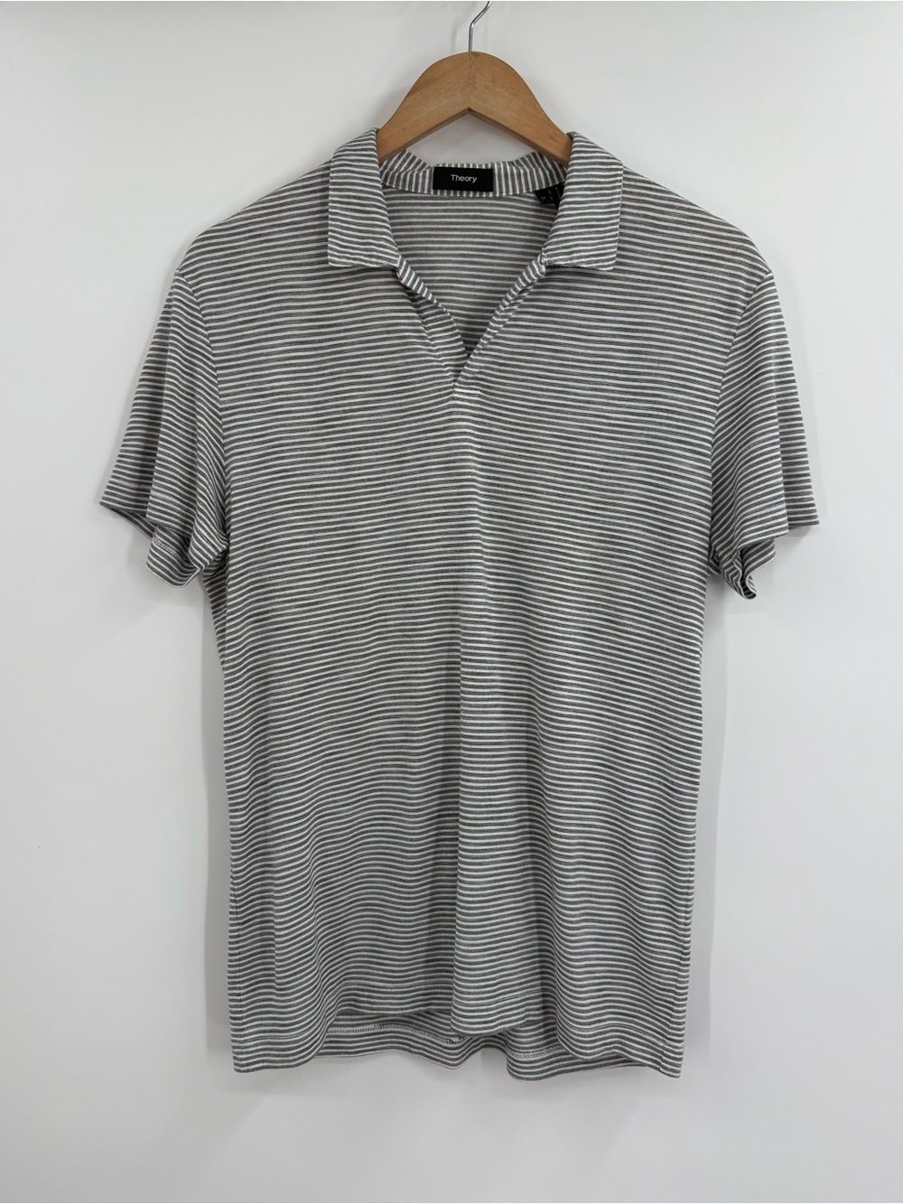 Theory Willem Anemone Triple Stripe Polo Top | Black/White | Medium